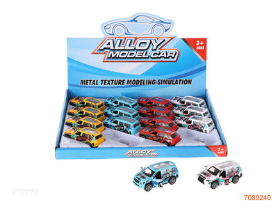 1:48 PULL BACK DIE-CAST CAR 16PCS/DISPLAY BOX 4COLOURS