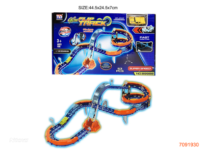 LUMINOUS TRAIN TRACK W/3.7V BATTERY PACK IN CAR/USB CABLE 53PCS