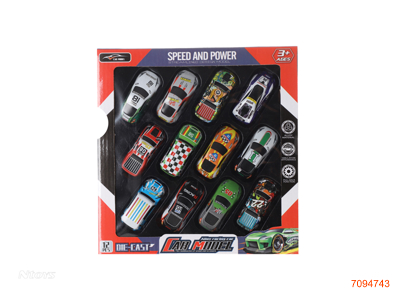 PULL BACK DIE-CAST CAR SET 12PCS