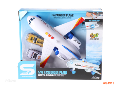 1:16 F/P PLANE W/2*FREE WHEEL CAR /LIGHT/MUSIC/3*AG13 BATTERIES IN PLANE