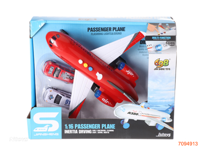 1:16 F/P PLANE W/2*FREE WHEEL CAR /LIGHT/MUSIC/3*AG13 BATTERIES IN PLANE