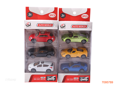 1:55 PULL BACK DIE-CAST CAR 3PCS 2ASTD