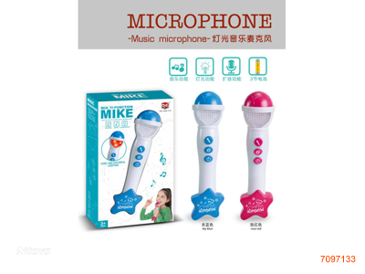 MICROPHONE W/LIGHT/MUSIC W/O 3*AAA BATTERIES 2COLOURS