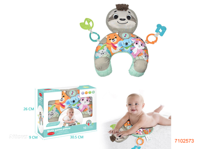 INFANT SLOTH GAME PILLOW W/MUSIC/3*AG13 BATTERIES