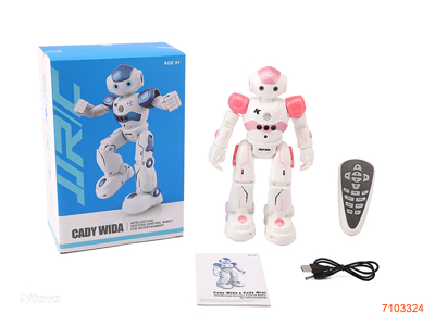 R/C ROBOT W/LIGHT/SOUND/MUSIC/3.7V BATTERY PACK IN ROBOT/USB CABLE W/O 2*AA BATTERIES IN CONTROLLER.2COLOURS