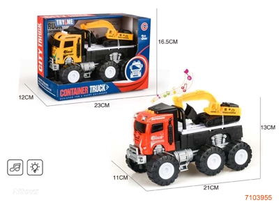 F/P CONSTRUCTION ENGINE W/FREE WHEEL CAR/LIGHT/SOUND/3*AG10 BATTERIES 2COLOURS