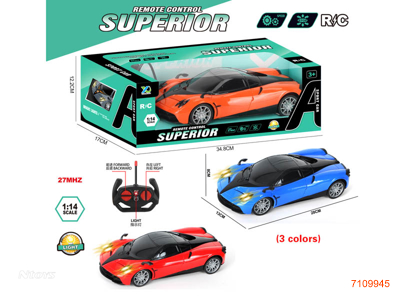 27MHZ 1:14 4CHANNELS R/C CAR W/LIGHT W/O 4*AA BATTEIES IN CAR,2*AA BATTERIES IN CONTROLLER 3COLOURS