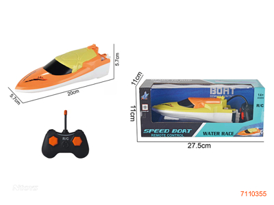 2CHANNELS R/C BOAT W/O 3*AA BATTERIES IN BOAT/2*AA BATTRIES IN CONTROLLER 2COLORS