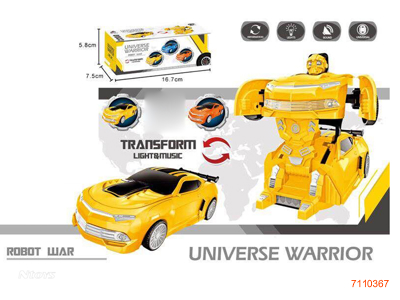 B/O TRANSFORMER ROBOT CAR W/LIGHT/MUSIC,W/O 3*AAA BATTRIES 2COLORS