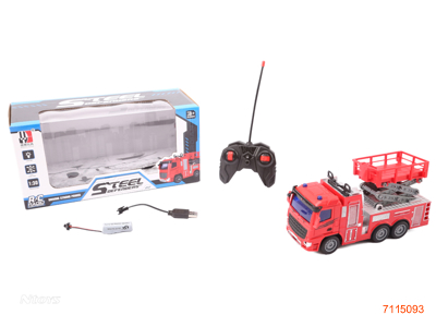 27MHZ 1:30 4CHANNELS R/C FIRE TRUCK W/LIGHT/3.7V BATTERY PACK IN CAR/USB CABLE W/O 2*AA BATTERIES IN CONTROLLER 3ASTD