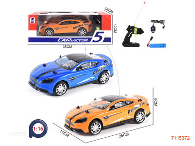 27MHZ 1:16 4CHANNELS R/C CAR W/3.7V BATTERY PACK IN CAR/USB CABLE W/O 2*AA BATTERIES IN CONTROLLER 2COLOURS