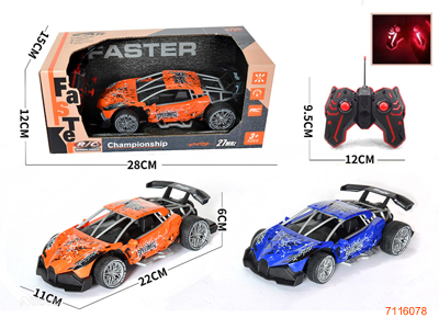 27MHZ 1:18 4CHANNELS R/C CAR W/O 3*AA BATTERIES IN CAR/2*AA BATTERIES IN CONTROLLER 2COLOURS