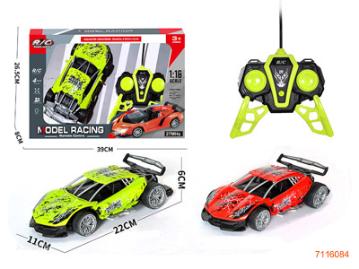 27MHZ 1:18 4CHANNELS R/C CAR W/O 3*AA BATTERIES IN CAR/2*AA BATTERIES IN CONTROLLER 2COLOURS