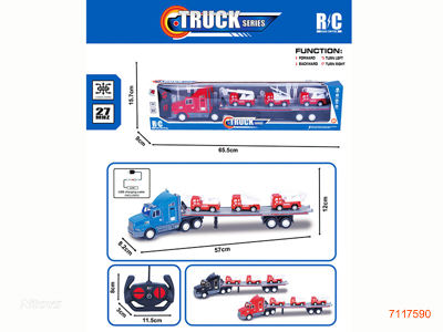 27MHZ 4CHANNELS R/C CAR W/3PCS FREE WHEEL FIRE TRUCK/3.7V 300MAH BATTERY PACK IN CAR/USB CABLE W/O 2*AA BATTERIES IN CONTROLLER 3COLOURS