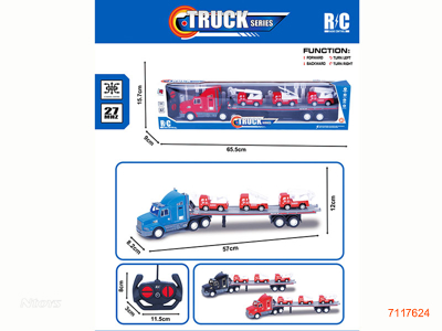 27MHZ 4CHANNELS R/C CAR W/3PCS FREE WHEEL FIRE TRUCK W/O 3*AA BATTERIES IN CAR/2*AA BATTERIES IN CONTROLLER 3COLOURS