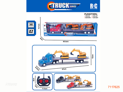 27MHZ 4CHANNELS R/C CAR W/2PCS F/P CONSTRUCTION ENGINE TRUCK W/O 3*AA BATTERIES IN CAR/2*AA BATTERIES IN CONTROLLER 3COLOURS