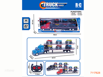 27MHZ 4CHANNELS R/C CAR W/6PCS FREE WHEEL MOTORBIKE W/O 3*AA BATTERIES IN CAR/2*AA BATTERIES IN CONTROLLER 3COLOURS