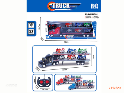 27MHZ 4CHANNELS R/C CAR W/6PCS FREE WHEEL MOTORBIKE W/O 3*AA BATTERIES IN CAR/2*AA BATTERIES IN CONTROLLER 3COLOURS