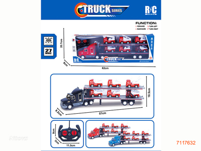 27MHZ 4CHANNELS R/C CAR W/6PCS FREE WHEEL FIRE TRUCK W/O 3*AA BATTERIES IN CAR/2*AA BATTERIES IN CONTROLLER 3COLOURS