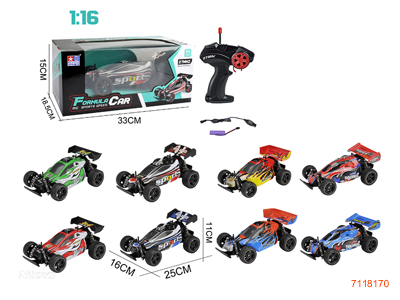 27MHZ 1:16 4CHANNEL R/C CAR W/3.7V BATTERY PACK IN CAR/USB CABLE W/O 2*AA BATTERIES IN CONTROLLER 4ASTD 2COLOURS