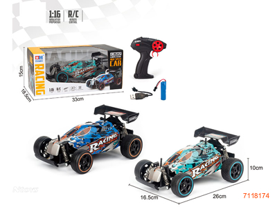 2.4G 1:16 4CHANNEL R/C CAR W/3.7V BATTERY PACK IN CAR/USB CABLE W/O 2*AA BATTERIES IN CONTROLLER 2COLOURS