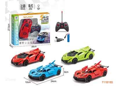 27MHZ 1:18 5CHANNEL R/C CAR W/LIGHT/3.7V BATTERY PACK IN CAR/USB CABLE W/O 2*AA BATTERIES IN CONTROLLER 2ASTD 2COLOURS