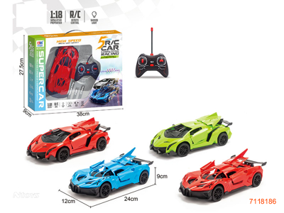 27MHZ 1:18 5CHANNEL R/C CAR W/LIGHT W/O 3*AA BATTERIES IN CAR/2*AA BATTERIES IN CONTROLLER 2ASTD 2COLOURS
