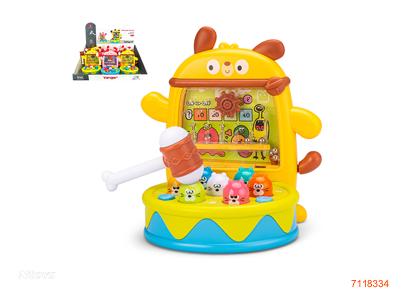 WHACK A MOLE TABLE GAME W/LIGHT/MUSIC W/O 2*AA BATTERIES IN PER PCS 6PCS/DISPLAY BOX 3COLOURS