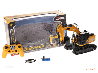 2.4G 1:18 11CHANNELS R/C EXCAVATOR W/LIGHT/SOUND/3.7V 500MAH BATTERY PACK IN CAR/USB CABLE W/O 2*AA BATTERIES IN CONTROLLER