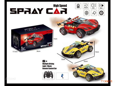 2.4G 1:12 6CHANNELS R/C CAR W/LIGHT/SOUND/SPRAY/3.7V 1200MAH BATTERY PACK IN CAR/USB CABLE W/O 2*AA BATTERIES IN CONTROLLER 2COLOURS
