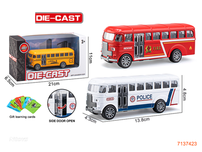 PULL BACK DIE-CAST BUS 3COLOURS