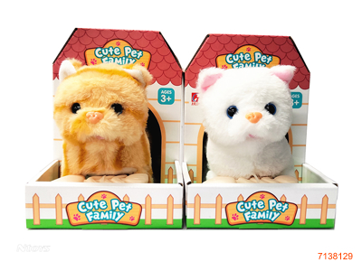 B/O PLUSH CAT SET W/SOUND,W/O 2*AA BATTERIES 2COLOURS