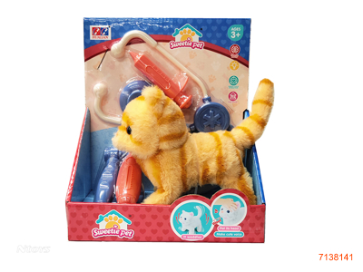 B/O PLUSH CAT SET W/SOUND,W/O 2*AA BATTERIES