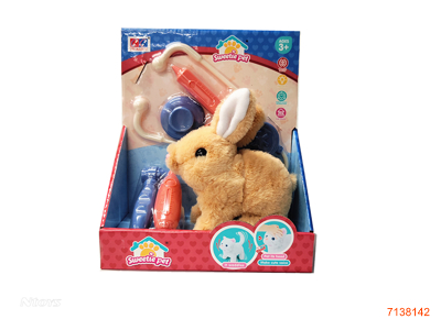 B/O PLUSH RABBIT SET W/SOUND W/O 2*AA BATTERIES