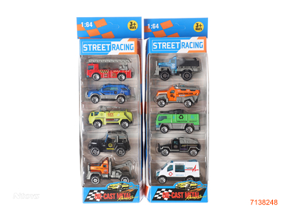 1:64 FREE WHEEL DIE-CAST CAR 5PCS 2ASTD