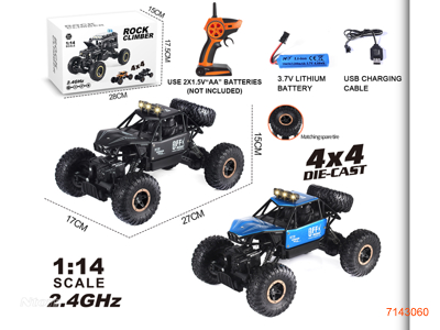 2.4G 1:14 4CHANNELS R/C DIE-CAST CAR W/3.7V BATTERY PACK IN CAR/USB CABLE W/O 2*AA BATTERIES IN CONTROLLER 2COLOURS