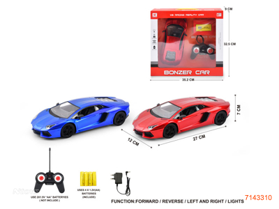 27MHZ 1:16 4CHANNELS R/C CAR W/LIGHT/4*1.2V BATTERIES IN CAR/CHARGER W/O 2*AA BATTERIES IN CONTROLLER 2COLOURS