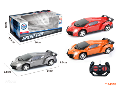 27MHZ 1:24 4CHANNELS R/C CAR W/LIGHT W/O 3*AA BATTERIES IN CAR,2*AA BATTERIES IN CONTROLLER.3COLOURS