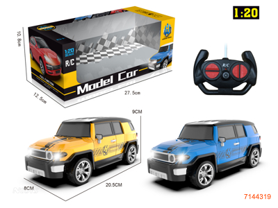 27MHZ 1:20 4CHANNELS R/C CAR W/LIGHT W/O 3*AA BATTERIES IN CAR,2*AA BATTERIES IN CONTROLLER.2COLOURS