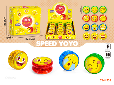 YOYO W/LIGHT/2*AG3 BATTERIES PER PCS 12PCS/DISPLAY BOX 4COLOURS