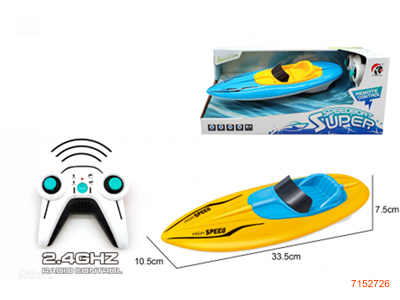 2.4G 1:24 4CHANNELS R/C BOAT W/7.4V BATTERY PACK IN BOAT/USB CABLE W/O 2*AA BATTERIES IN CONTROLLER 2COLOURS