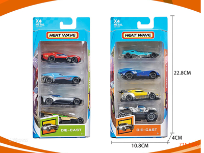 FREE WHEEL DIE-CAST CAR 4PCS 2ASTD