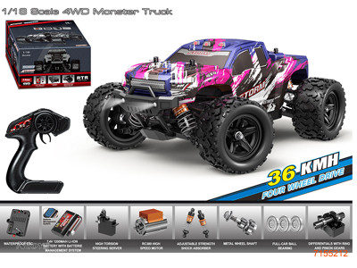 2.4G 1:18 4CHANNELS R/C CAR W/LIGHT/3.7V BATTERY PACK IN CAR/USB CABLE W/O 3*AA BATTERIES IN CONTROLLER