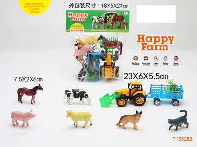 ANIMAL SET W/FREE WHEEL CAR