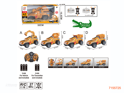 27MHZ 1:16 4CHANNELS R/C CAR W/O 3*AA BATTEREIS IN CAR/2*AA BATTERIES IN CONTROLLER 4ASTD