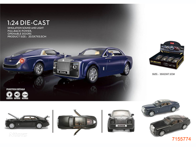 1:24 PULL BACK DIE-CAST CAR W/LIGHT/SOUND 4PCS/DISPLAY BOX W/3*AG10 BATTERIES PER PCS 3COLOURS