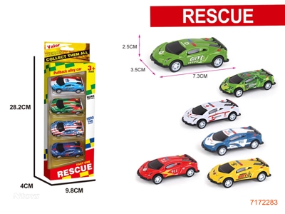 PULL BACK DIE-CAST CAR 4PCS