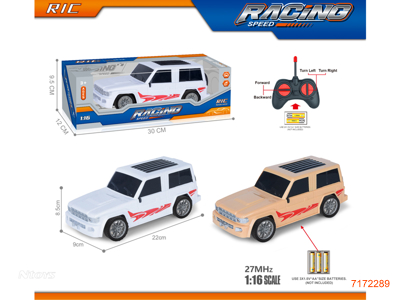 27MHZ 1:16 4CHANNELS R/C CAR W/O 3*AA BATTERIES IN CAR ,2*AA BATTERIES IN CONTROLLER. 2COLOURS