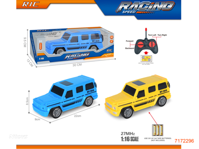 27MHZ 1:16 4CHANNELS R/C CAR W/O 3*AA BATTERIES IN CAR ,2*AA BATTERIES IN CONTROLLER. 2COLOURS