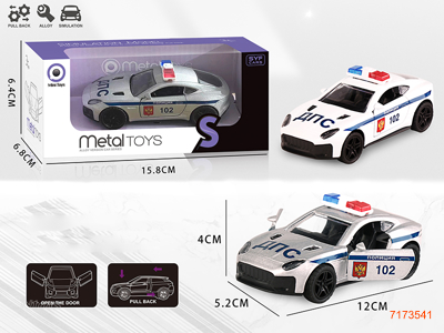 1:36 PULL BACK DIE-CAST POLICE CAR 2COLORS